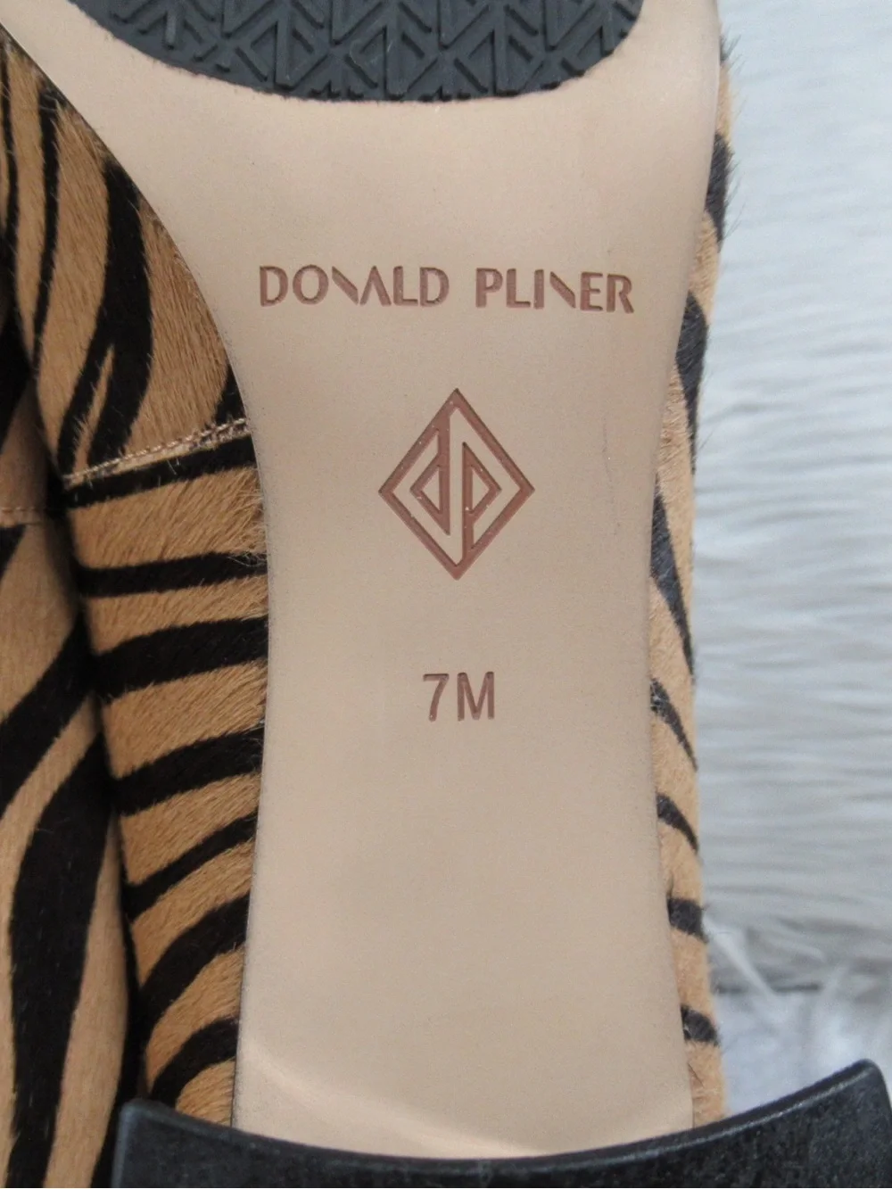 DONALD PLINER Aston Calfhair Zebra Print Block Heel Pumps - Women's Size 7M
